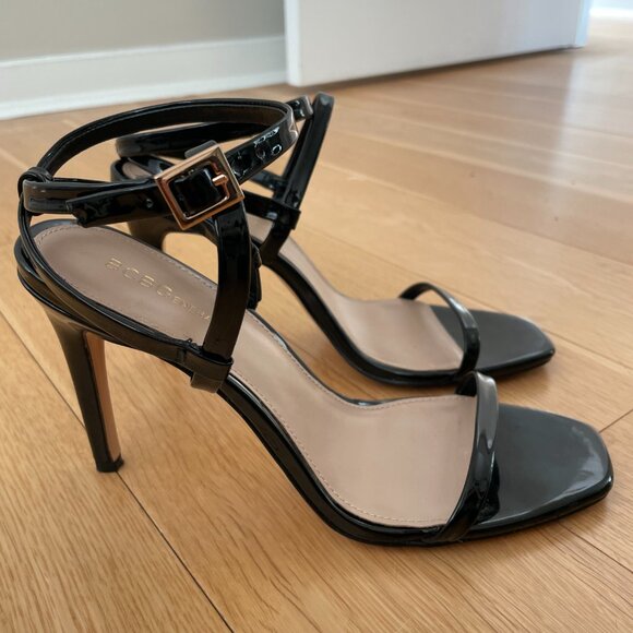 BCBGeneration Ladies Strappy Heels, Black Patent Leather, Size 8 - Picture 4 of 7